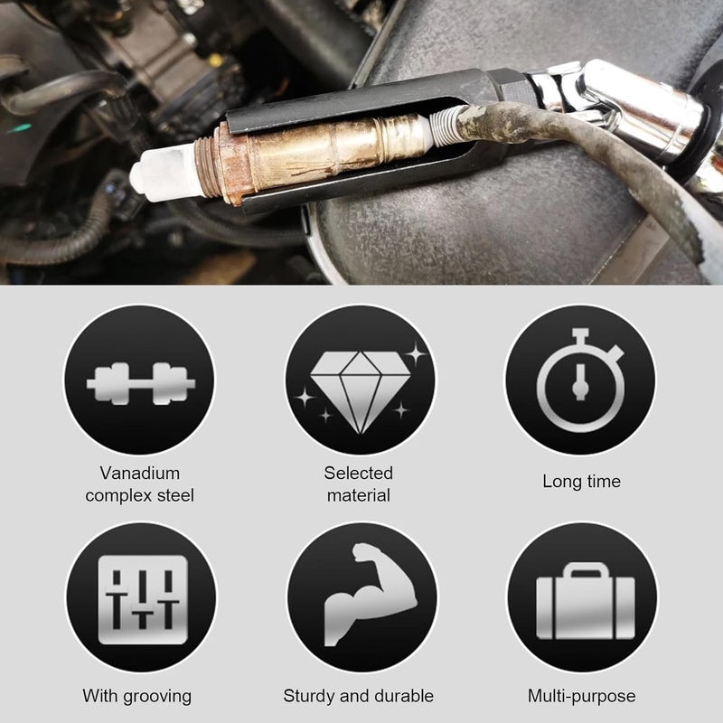 Suvnie Oxygen Sensor Socket with Side Wire Cutout, 1/2'' Drive x 7/8'' 6-Point O2 Sensor Wrench Removal Tool, Car Accessories for Preventing Damage to Wires (Large) - Image 4
